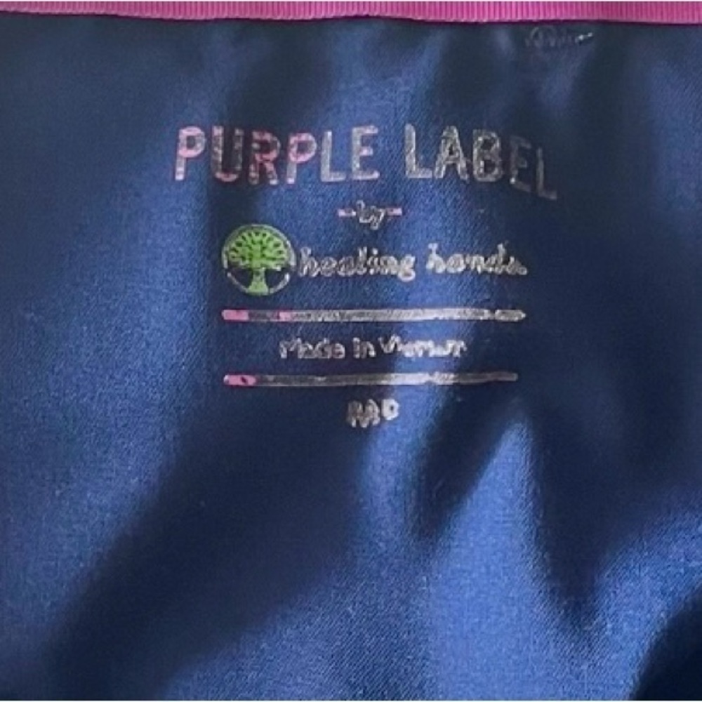 Purple Label medical pants rich blue elastic waist split ends pockets Women M - Picture 12 of 14